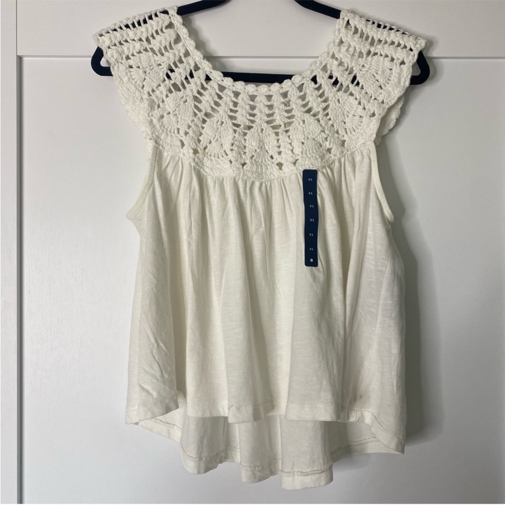 Lucky Brand white crochet cotton shirt blouse - Picture 3 of 11